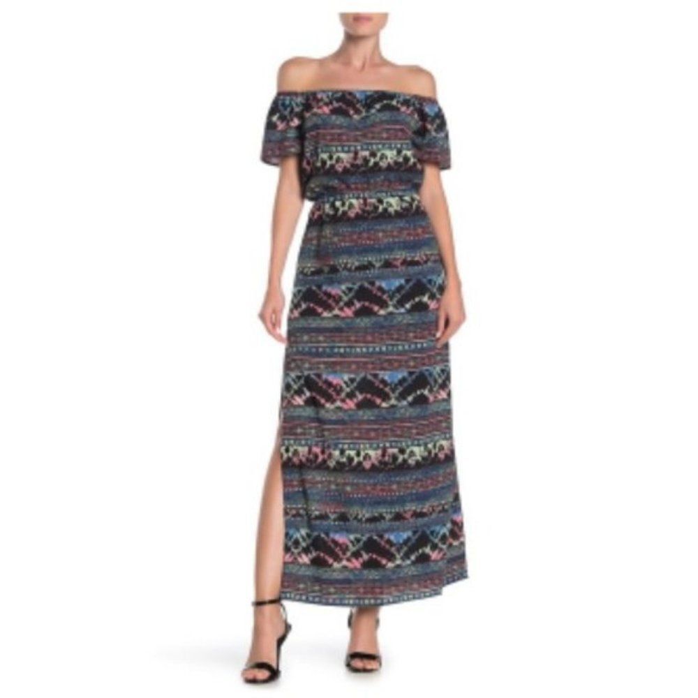 Love...Ady Abstract Off-the-Shoulder Maxi Dress size L